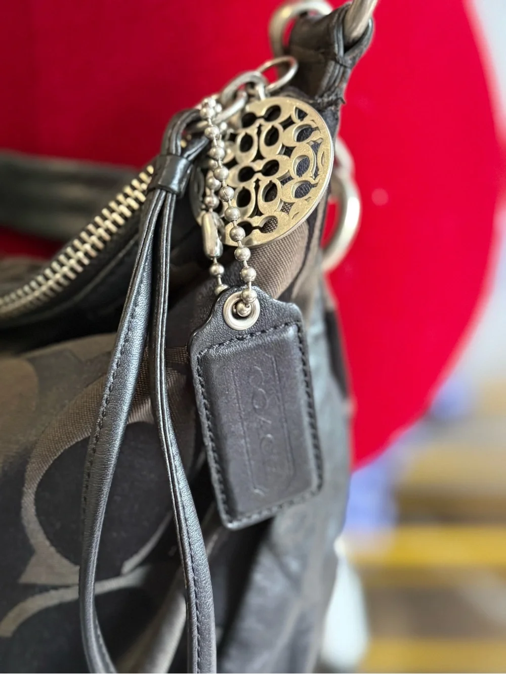 Coach Ali signature Hobo bag in black signature jacquard 2008